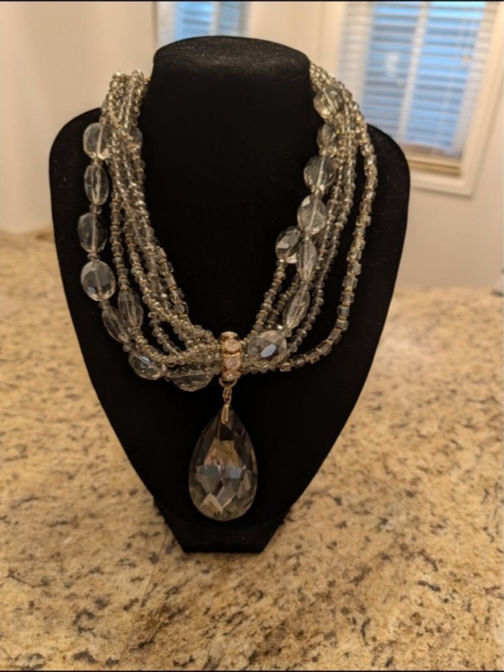 Layered Smoky Teardrop Crystal Necklace - Women Jewelry